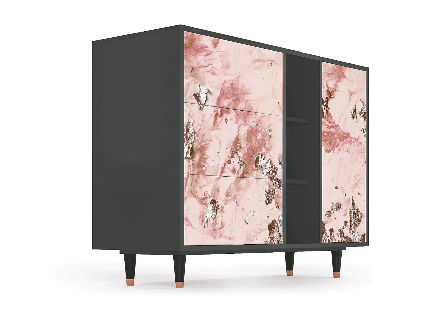 Kredens - 125x98x48 cm - BS2 - Cotton Candy, Antracyt