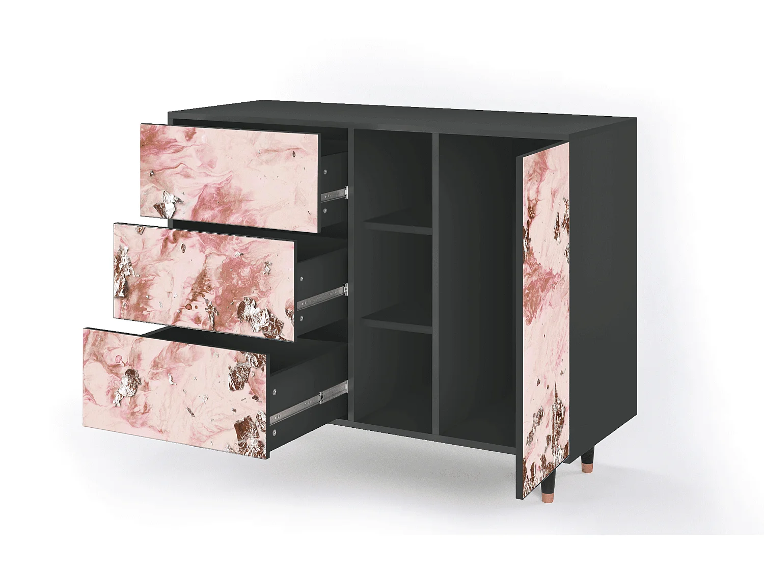 Buffet - 125x98x48 cm - BS2 - Cotton Candy, Anthracite