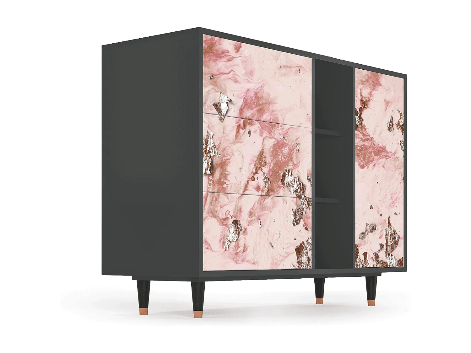 Kredens - 125x98x48 cm - BS2 - Cotton Candy, Antracyt