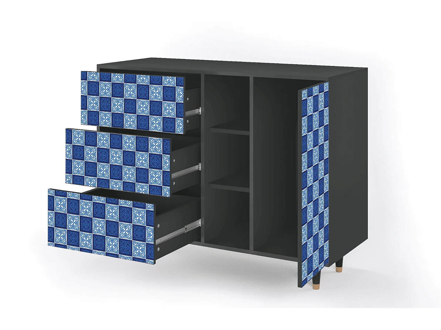 Kredens - 125x98x48 cm - BS2 - Light Path, Antracyt