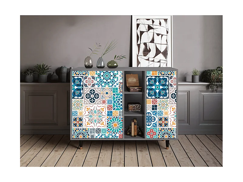 Buffet - 125x98x48 cm - BS2 - Moroccan Market, Gris