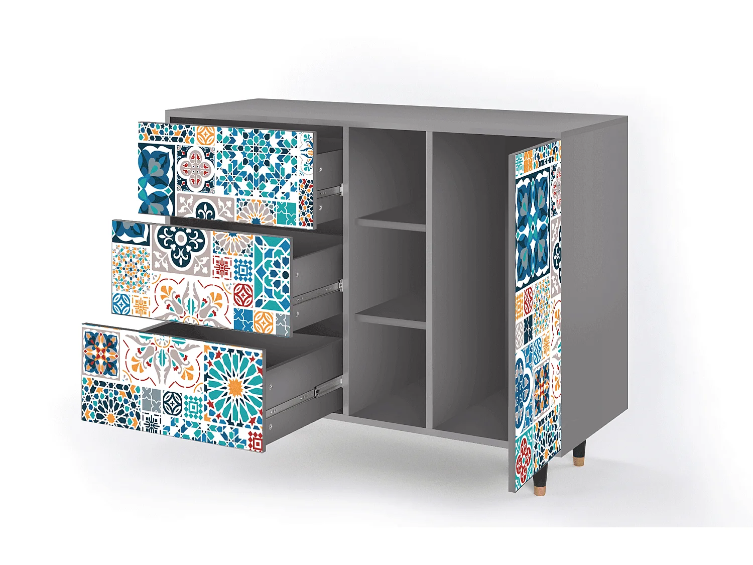 Buffet - 125x98x48 cm - BS2 - Moroccan Market, Gris