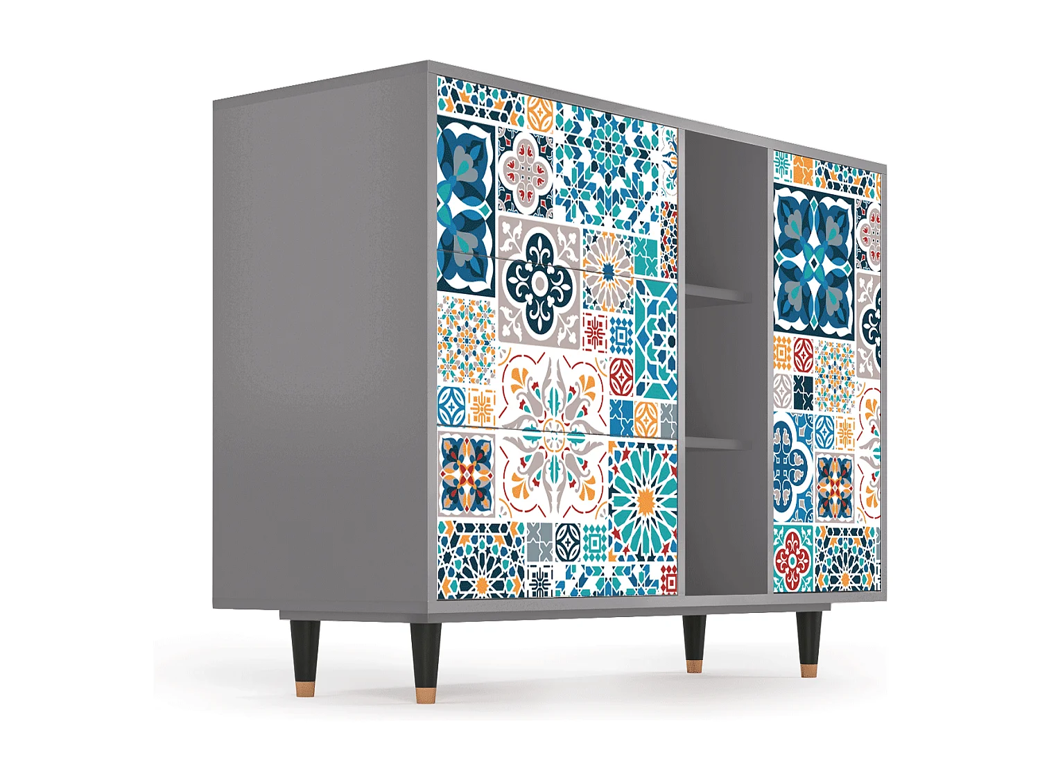 Credenza - 125x98x48 cm - BS2 - Moroccan Market, Grigio