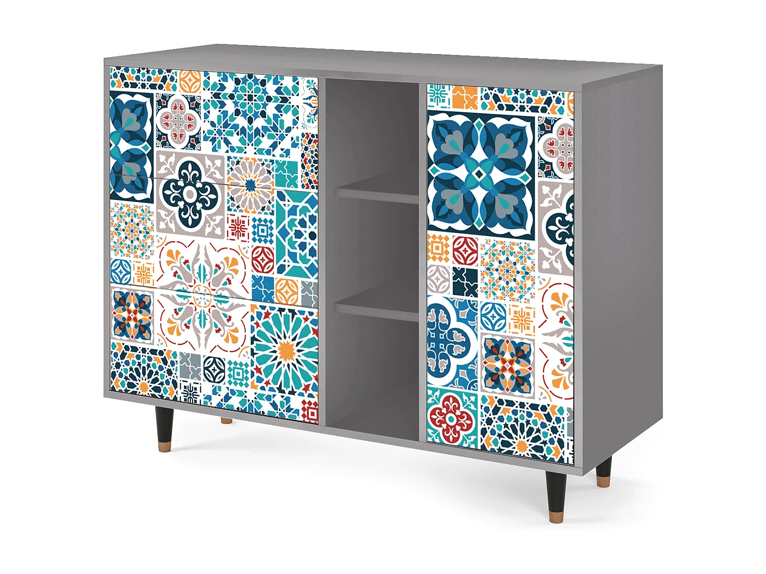 Buffet - 125x98x48 cm - BS2 - Moroccan Market, Gris
