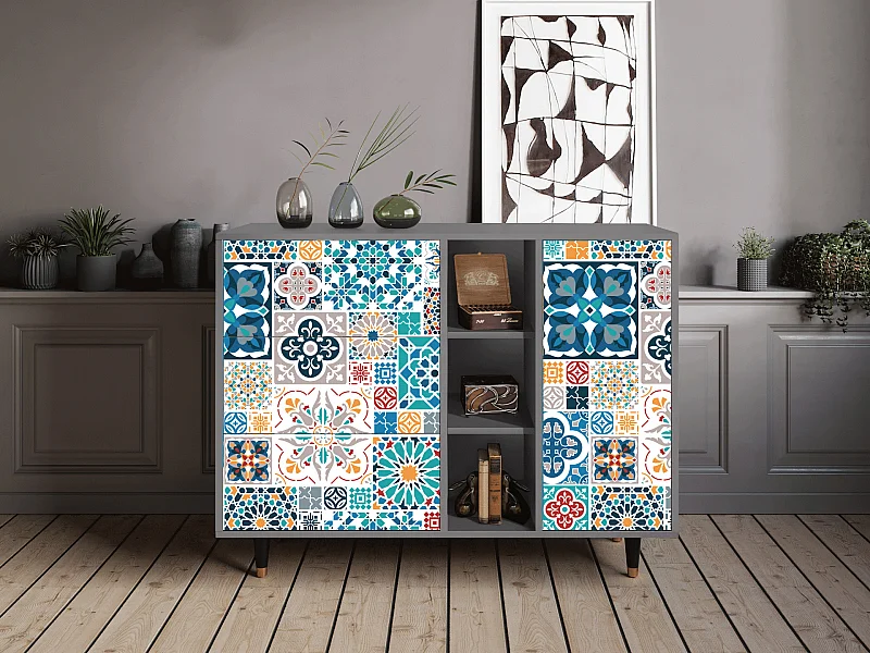 Buffet - 125x98x48 cm - BS2 - Moroccan Market, Gris