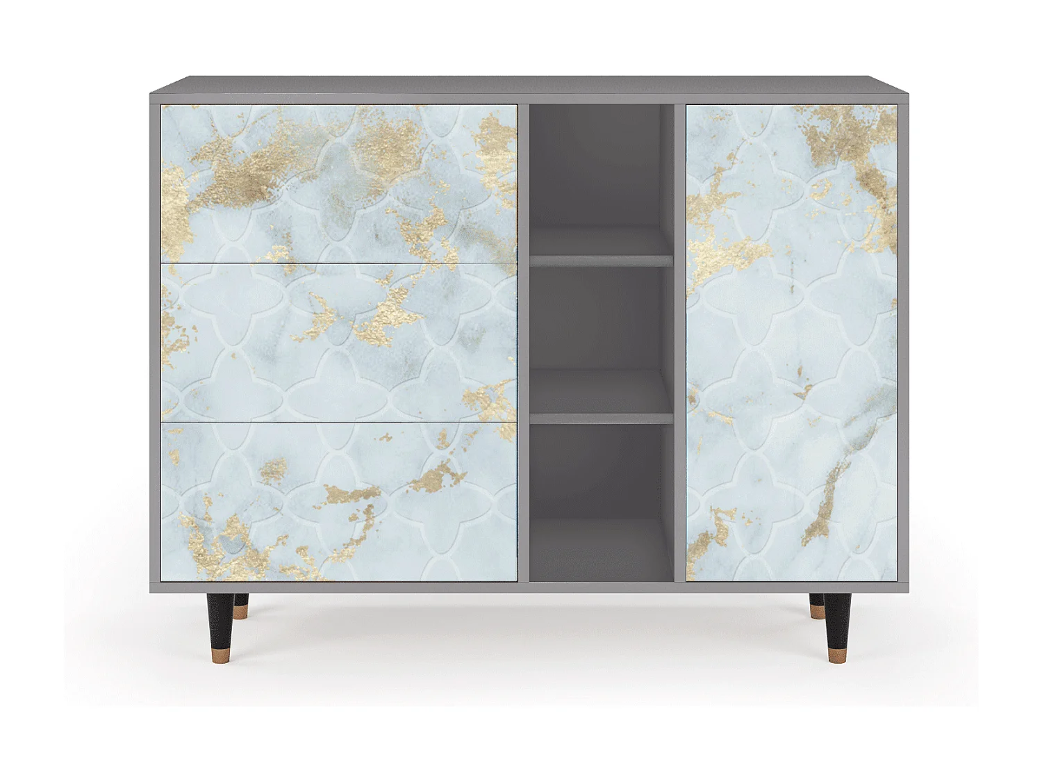 Sideboard - 125x98x48 cm - BS2 - Golden Waves, Grau