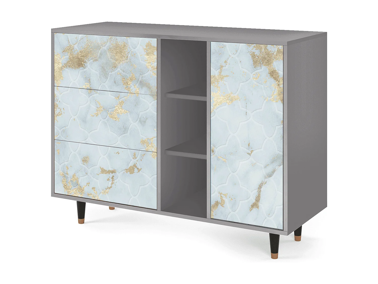 Sideboard - 125x98x48 cm - BS2 - Golden Waves, Grau