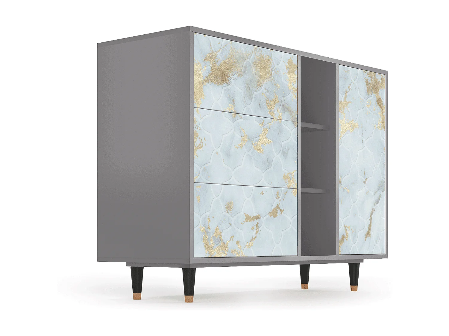 Buffet - 125x98x48 cm - BS2 - Golden Waves, Gris