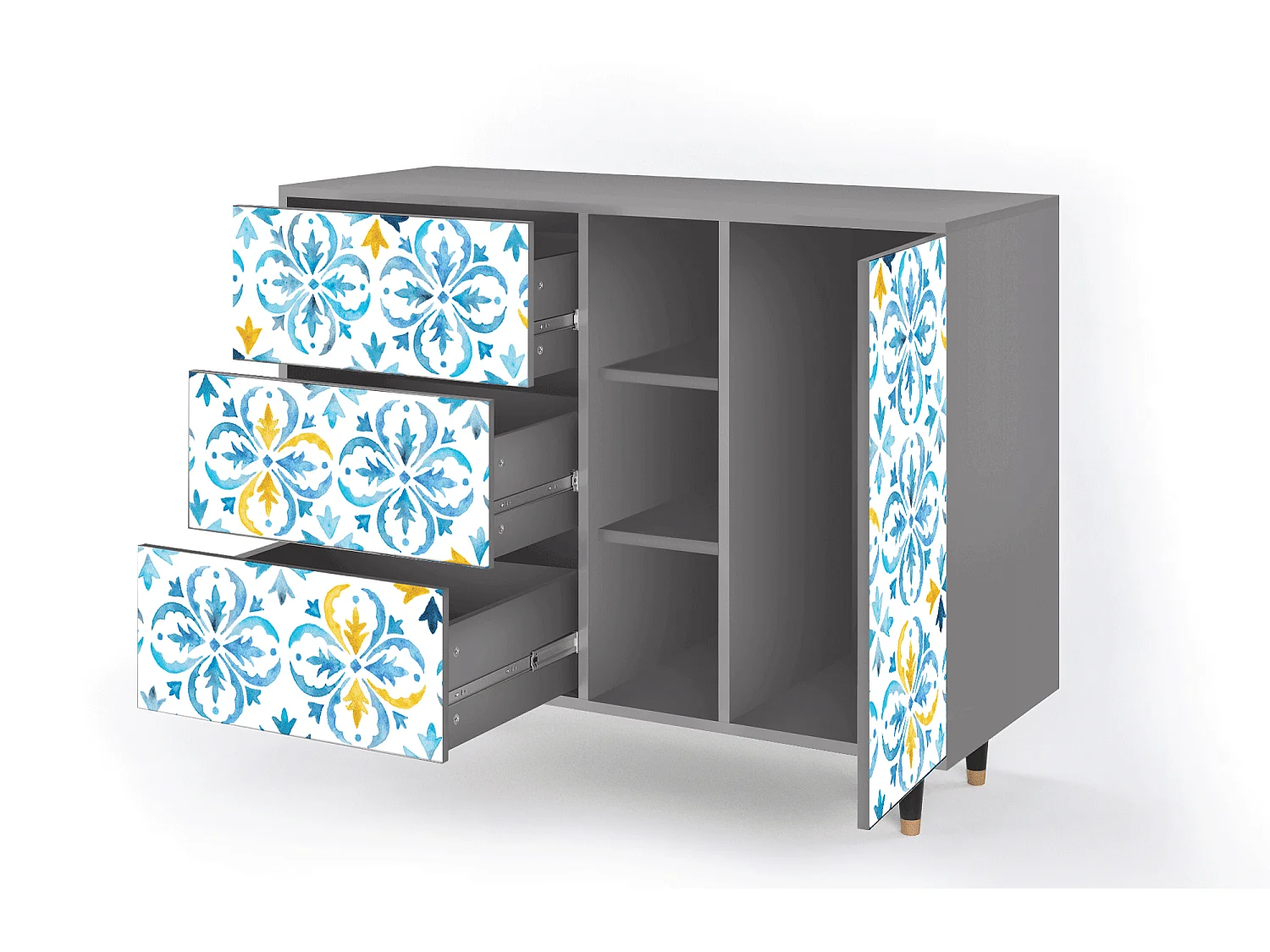 Buffet - 125x98x48 cm - BS2 - Lisbon Flover, Gris