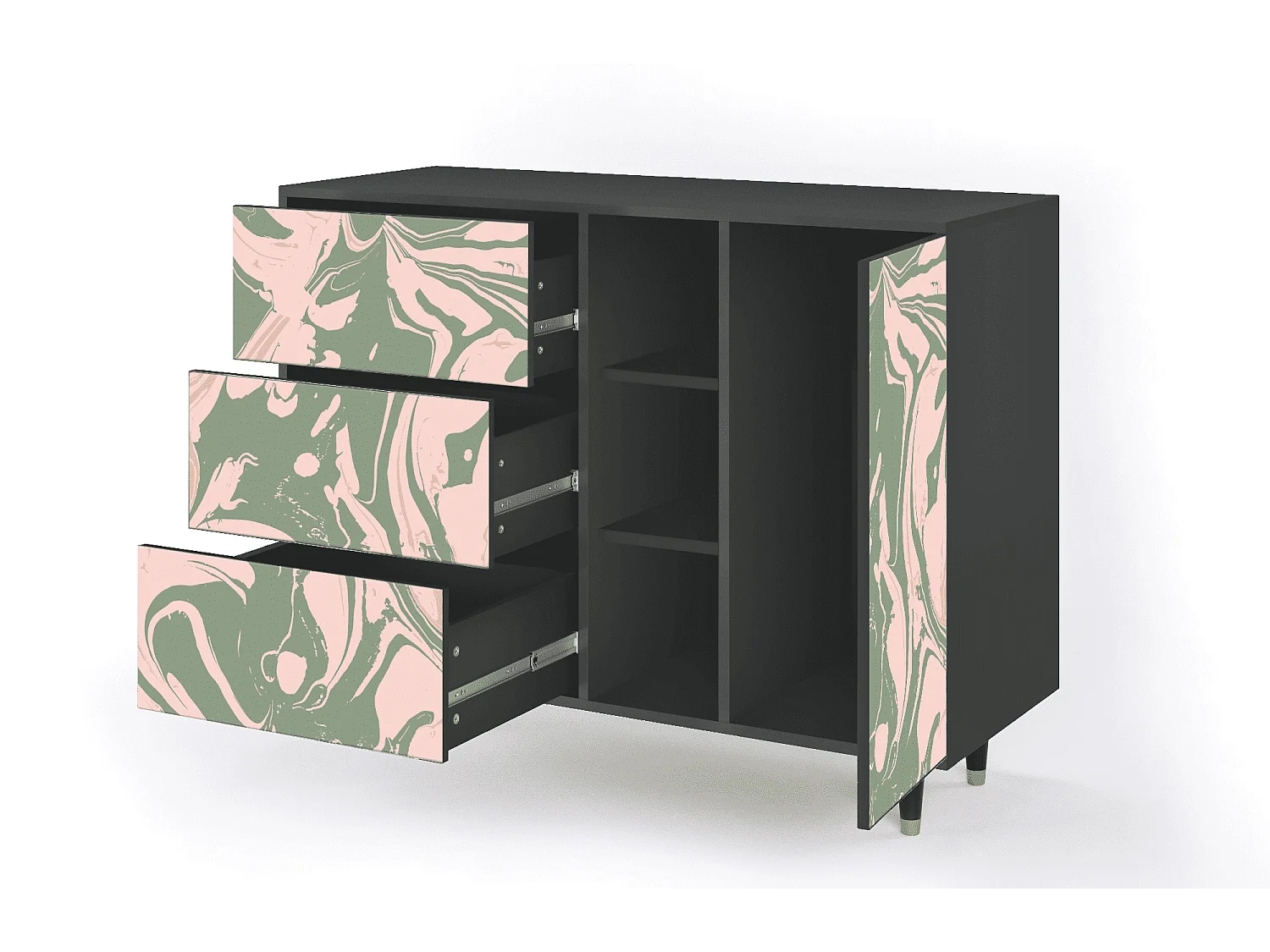 Buffet - 125x98x48 cm - BS2 - Aquarelle, Anthracite