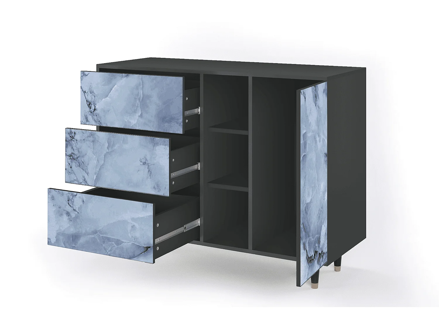 Dressoir - 125x98x48 cm - BS2 - Feather Ice, Antraciet