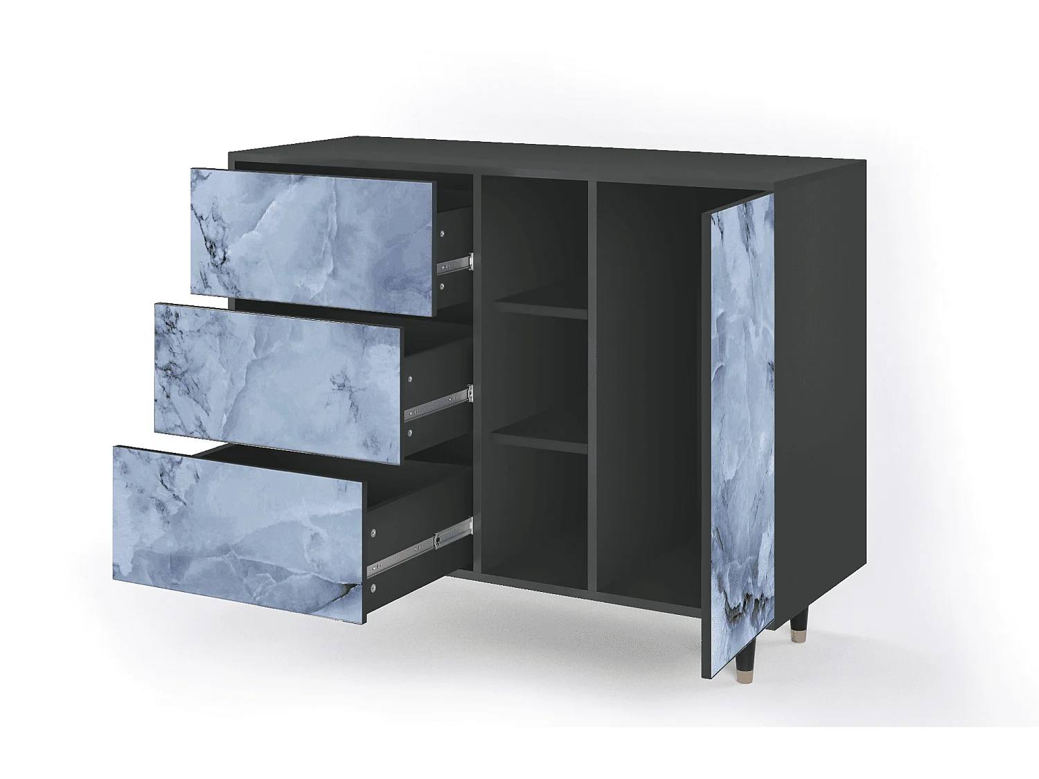 Buffet - 125x98x48 cm - BS2 - Feather Ice, Anthracite