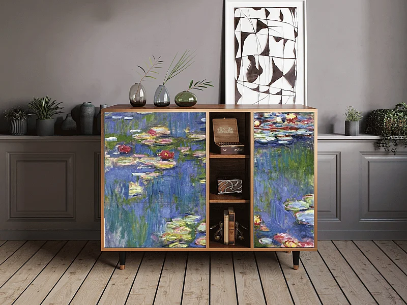 Kredens - 125x98x48 cm - BS2 - The water lily pond  , Orzech