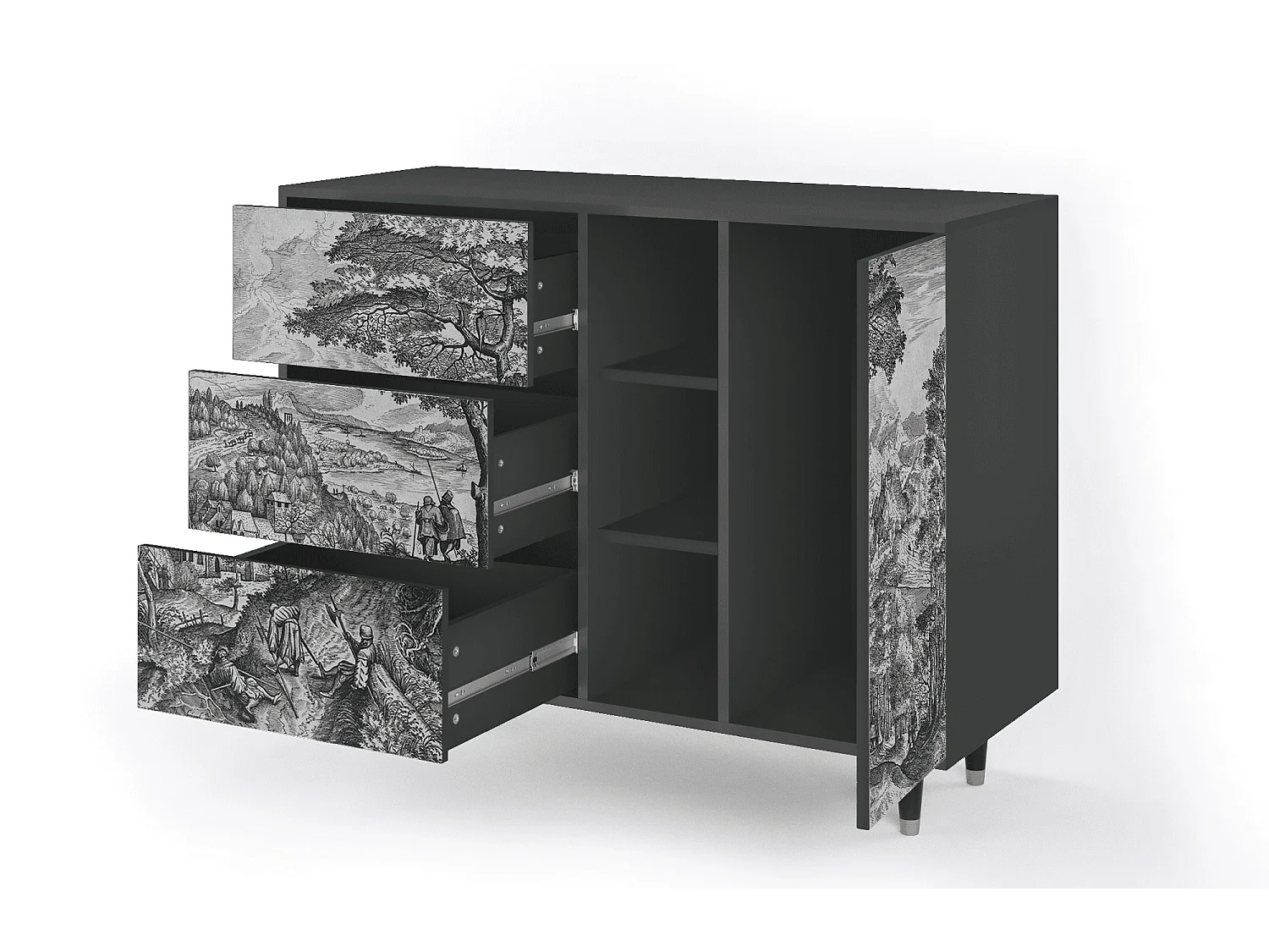 Dressoir - 125x98x48 cm - BS2 - Milites Requiescentes, Antraciet