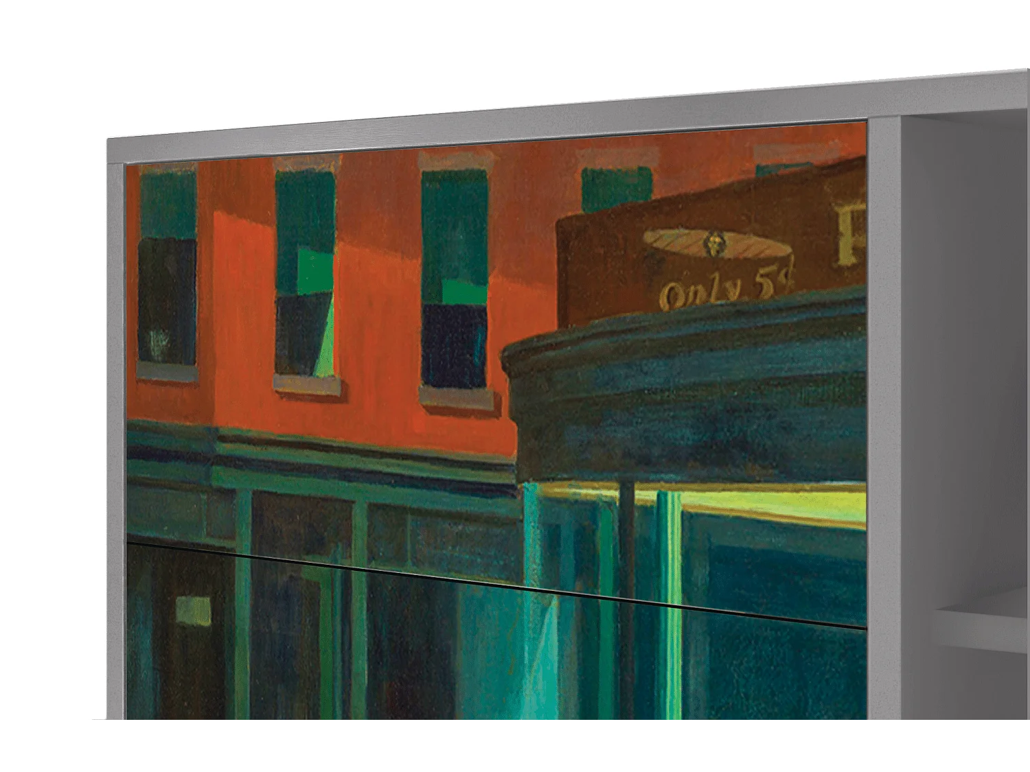 Kredens - 125x98x48 cm - BS2 - Nighthawks by Hopper, Szary