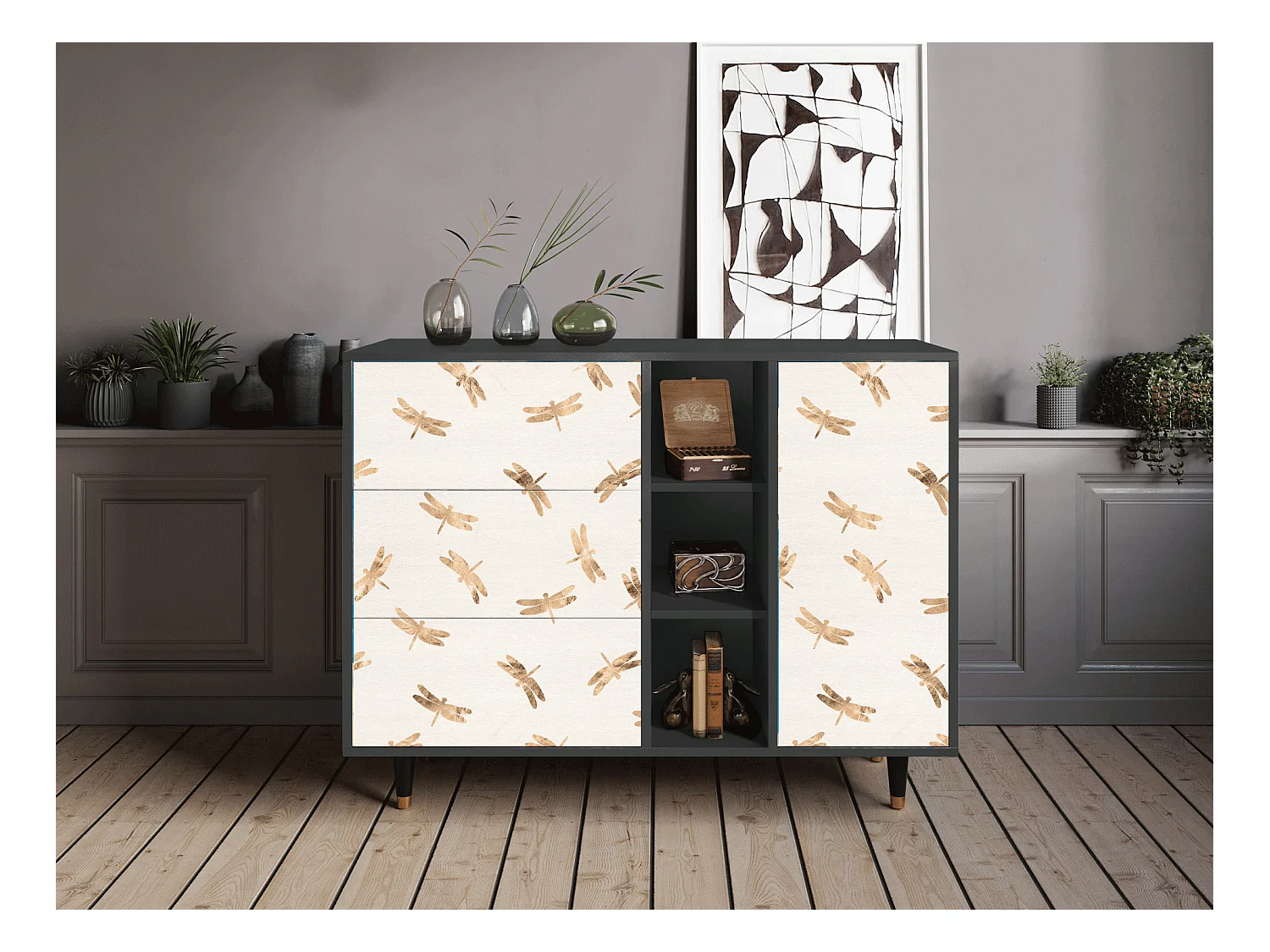 Buffet - 125x98x48 cm - BS2 - Nude Dragonflies, Anthracite