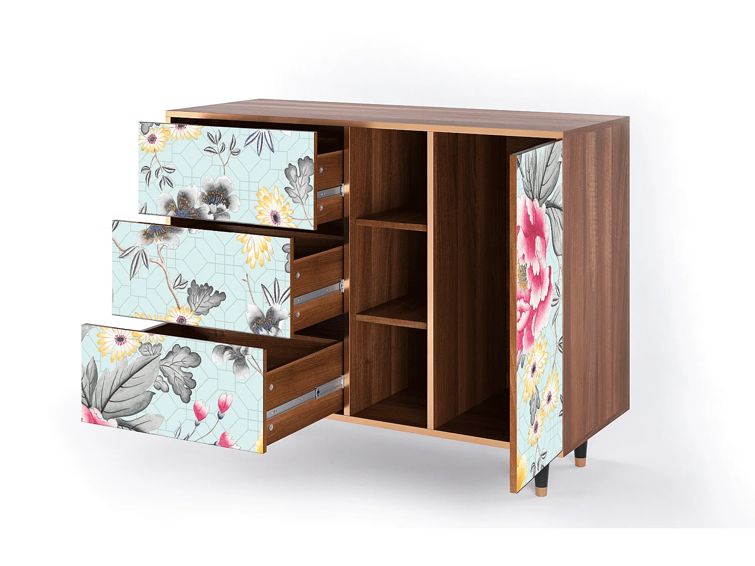 Aparador - 125x98x48 cm - BS2 - Sky Garden, Nogal