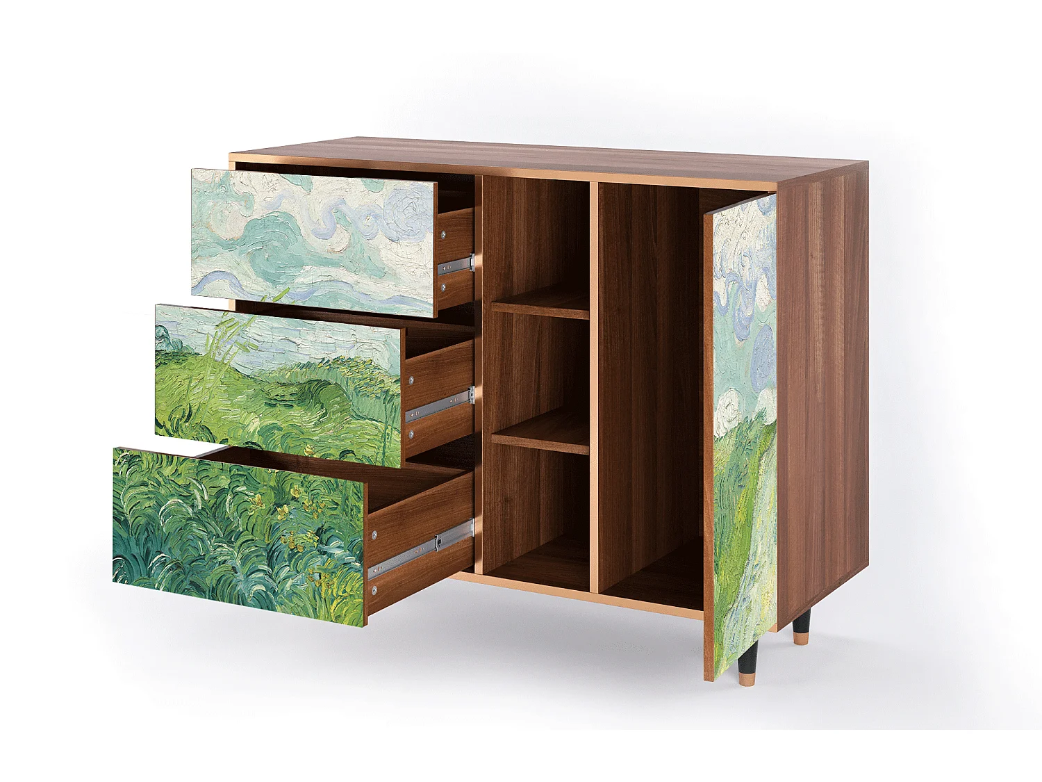 Aparador - 125x98x48 cm - BS2 - Green Wheat Fields, Nogal