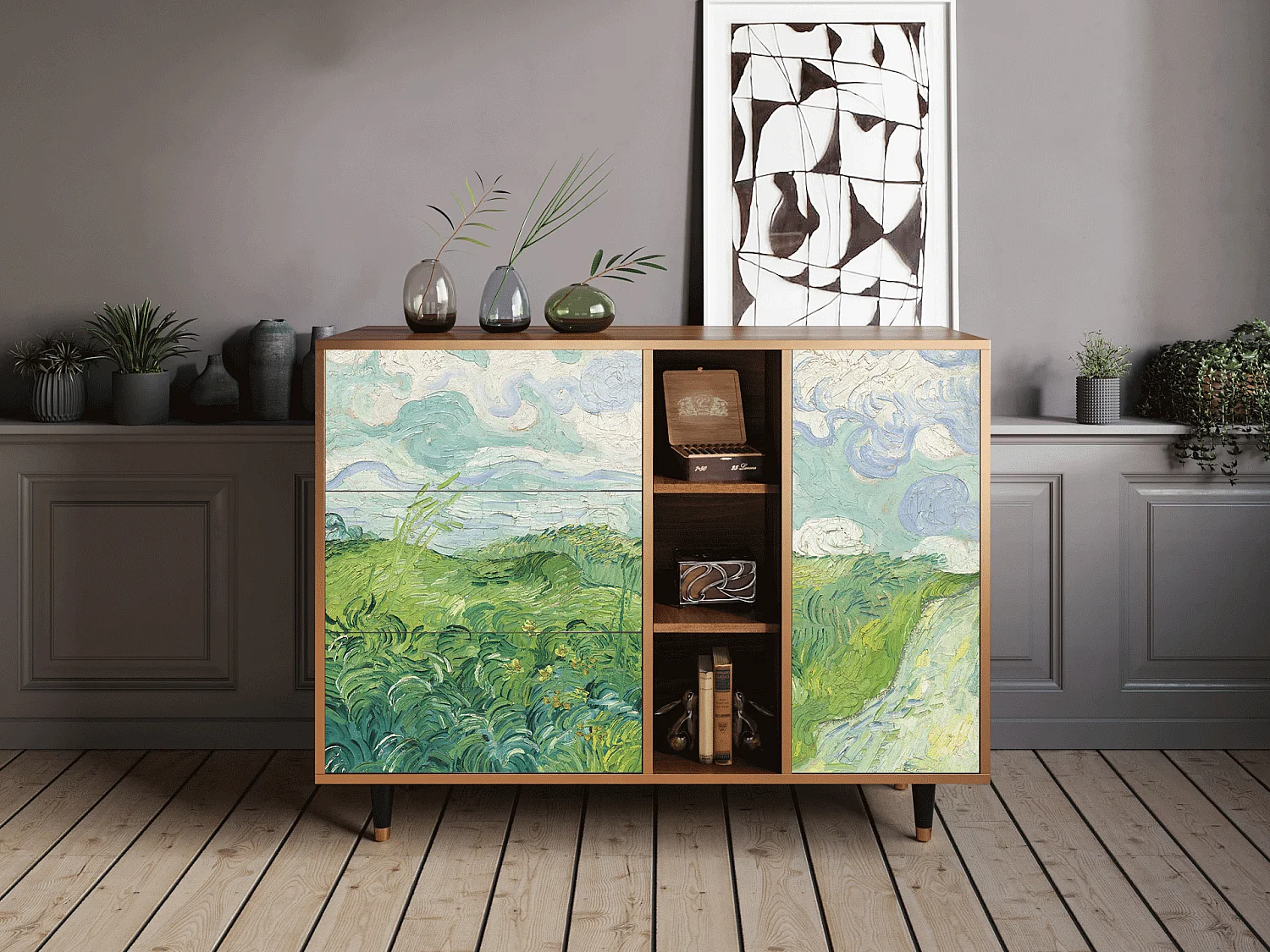 Buffet - 125x98x48 cm - BS2 - Green Wheat Fields, Noyer