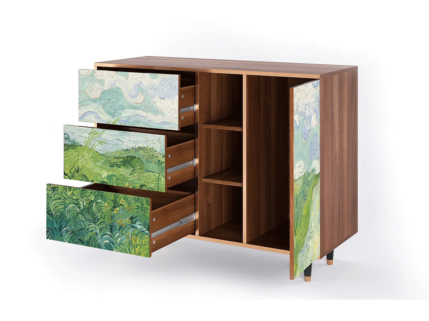 Buffet - 125x98x48 cm - BS2 - Green Wheat Fields, Noyer