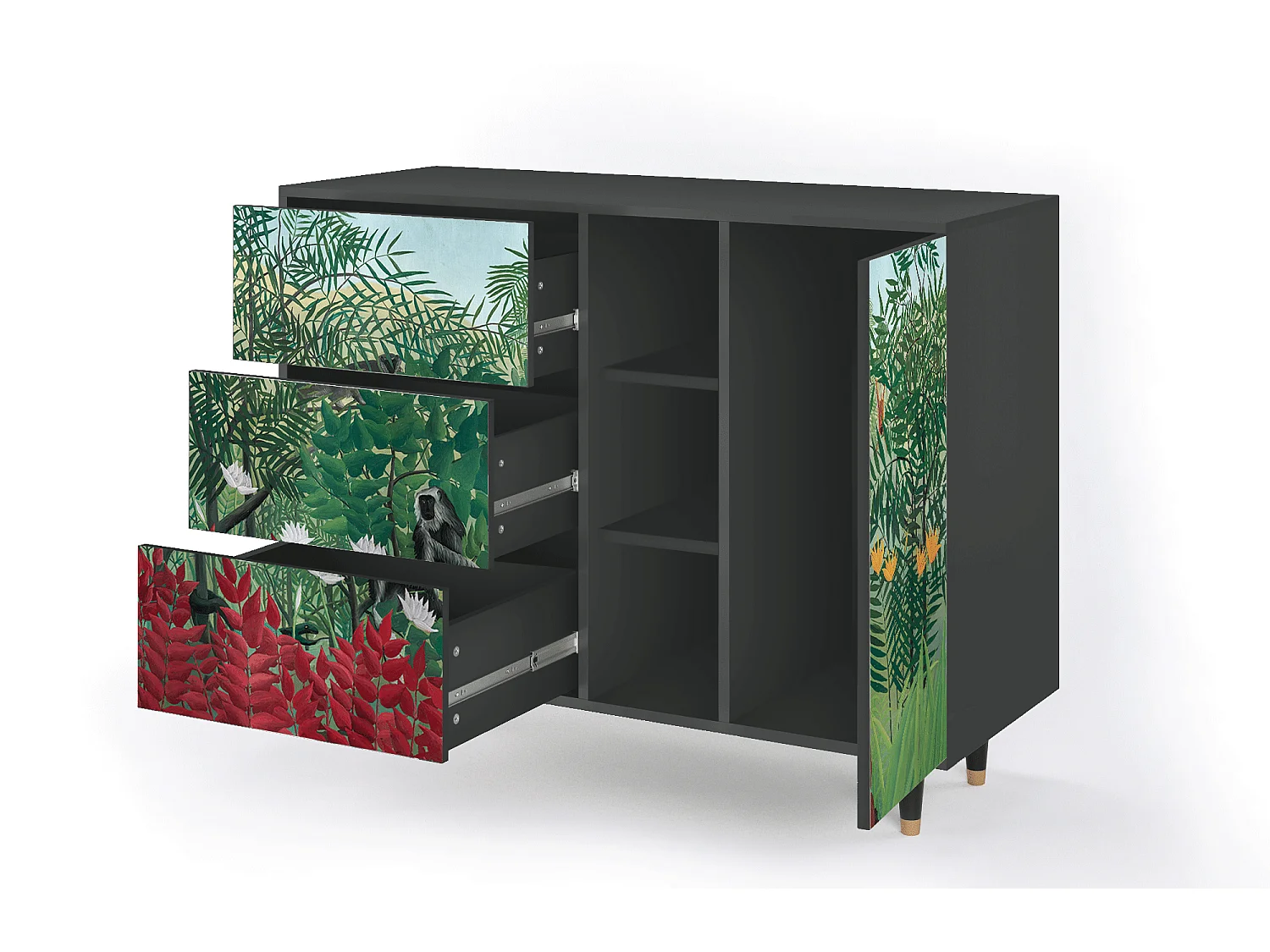 Kredens - 125x98x48 cm - BS2 - Jungles in Paris, Antracyt