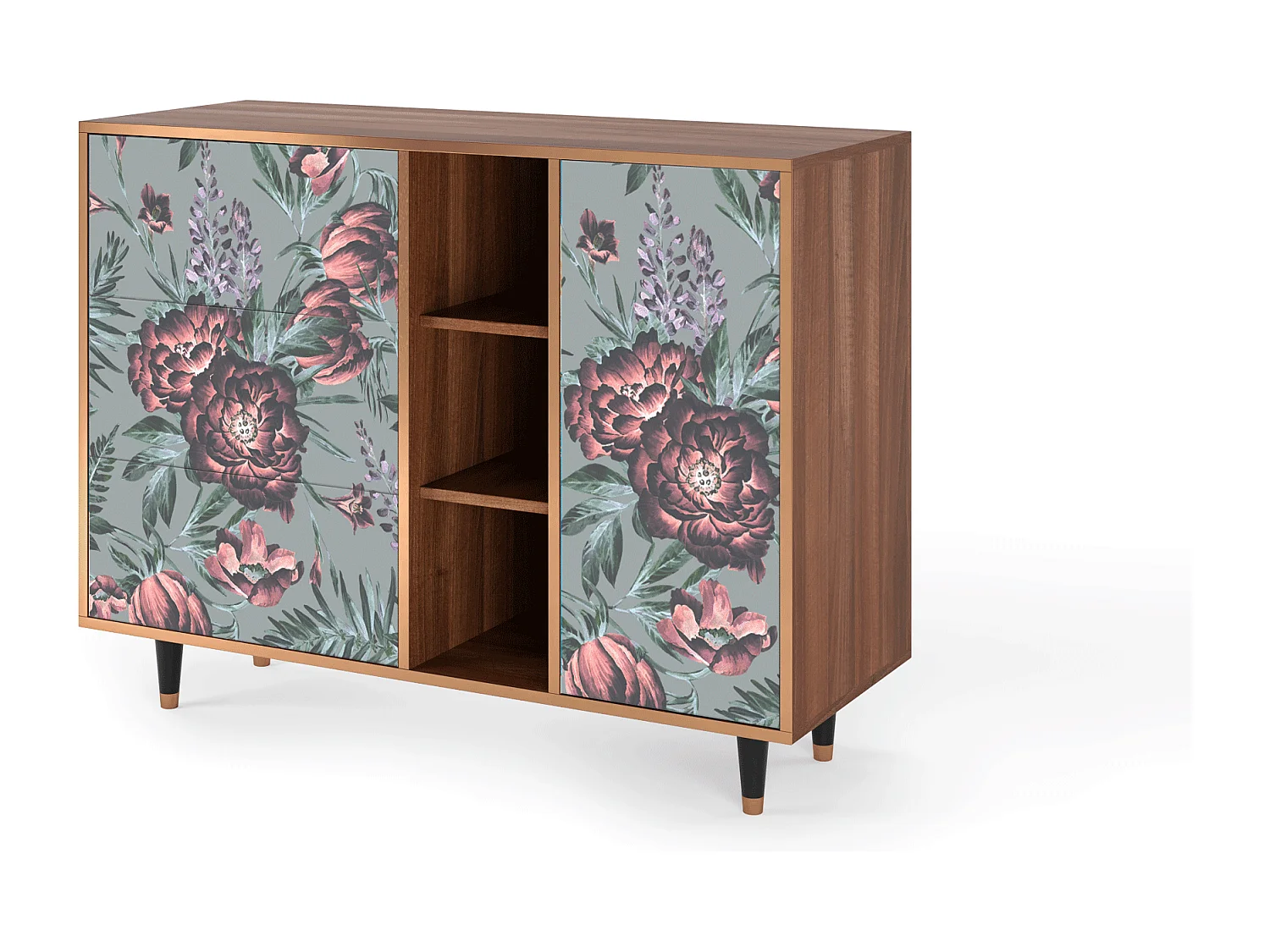 Aparador - 125x98x48 cm - BS2 - Light Peonies, Nogal