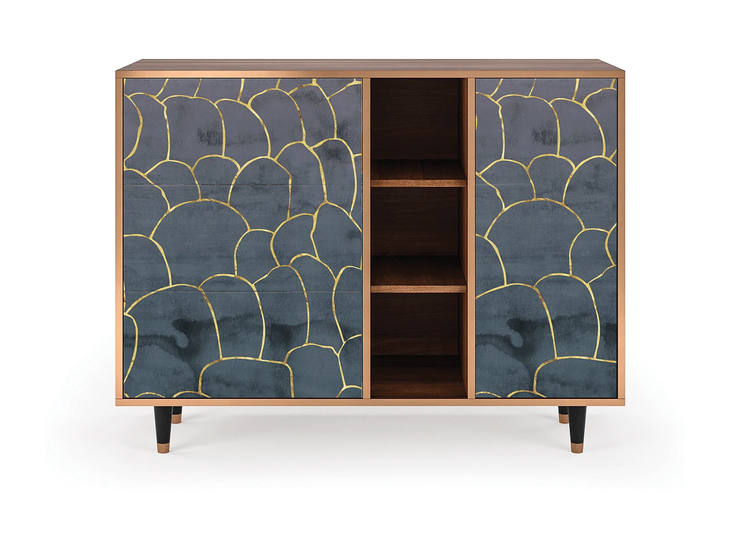 Credenza - 125x98x48 cm - BS2 - Blue Lagoon, Noce