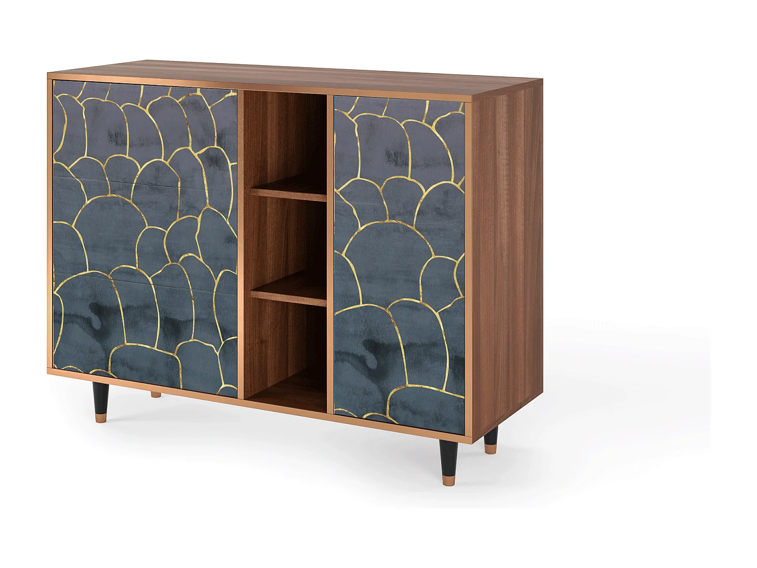 Credenza - 125x98x48 cm - BS2 - Blue Lagoon, Noce
