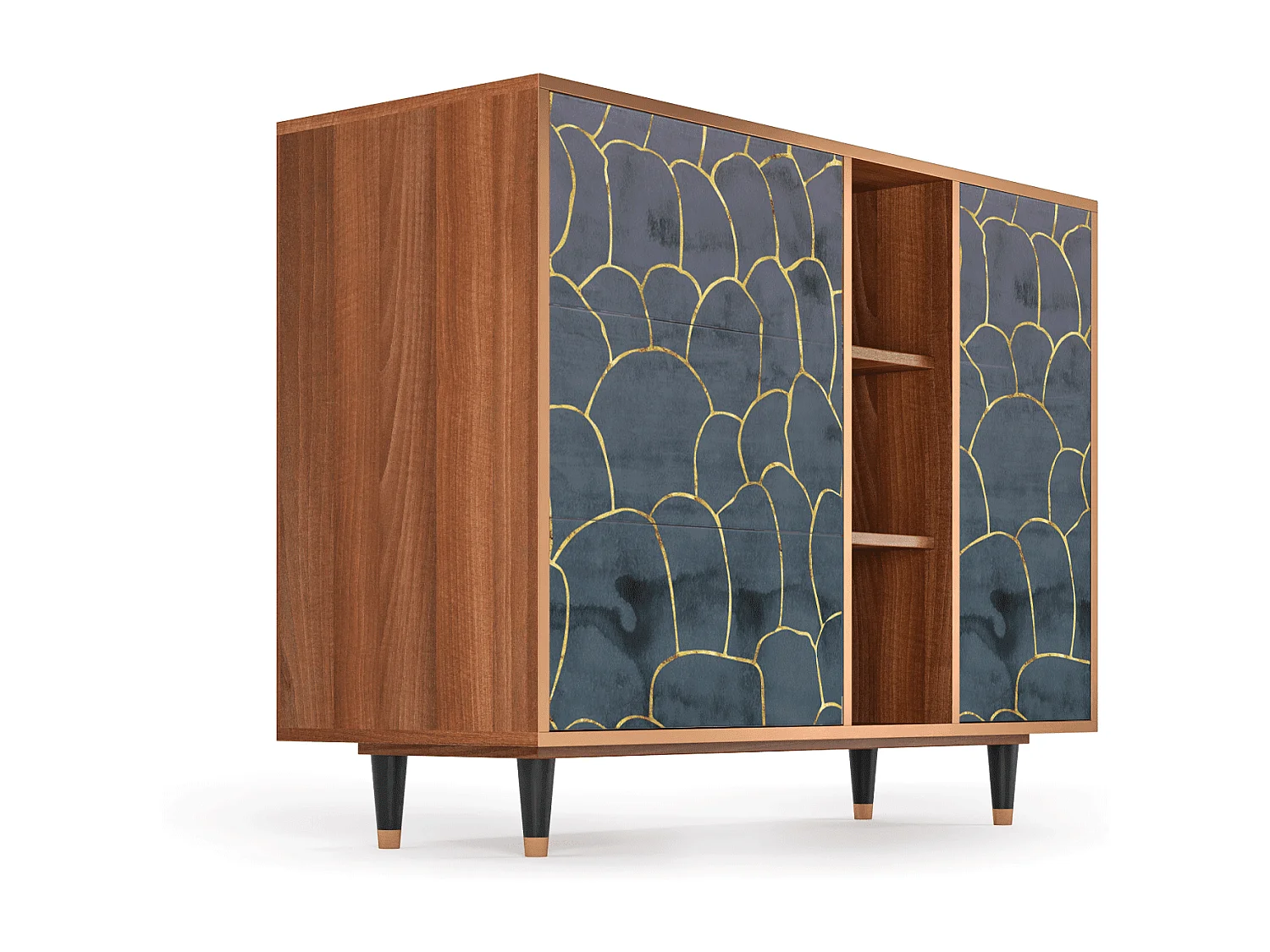 Credenza - 125x98x48 cm - BS2 - Blue Lagoon, Noce