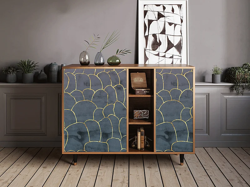 Credenza - 125x98x48 cm - BS2 - Blue Lagoon, Noce