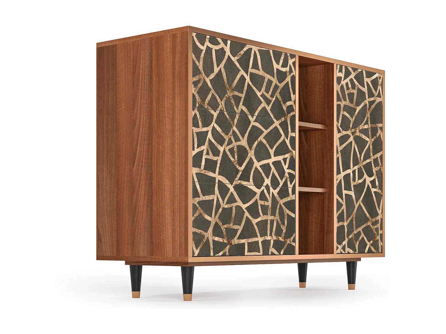 Buffet - 125x98x48 cm - BS2 - Enlarged Leaf, Noyer