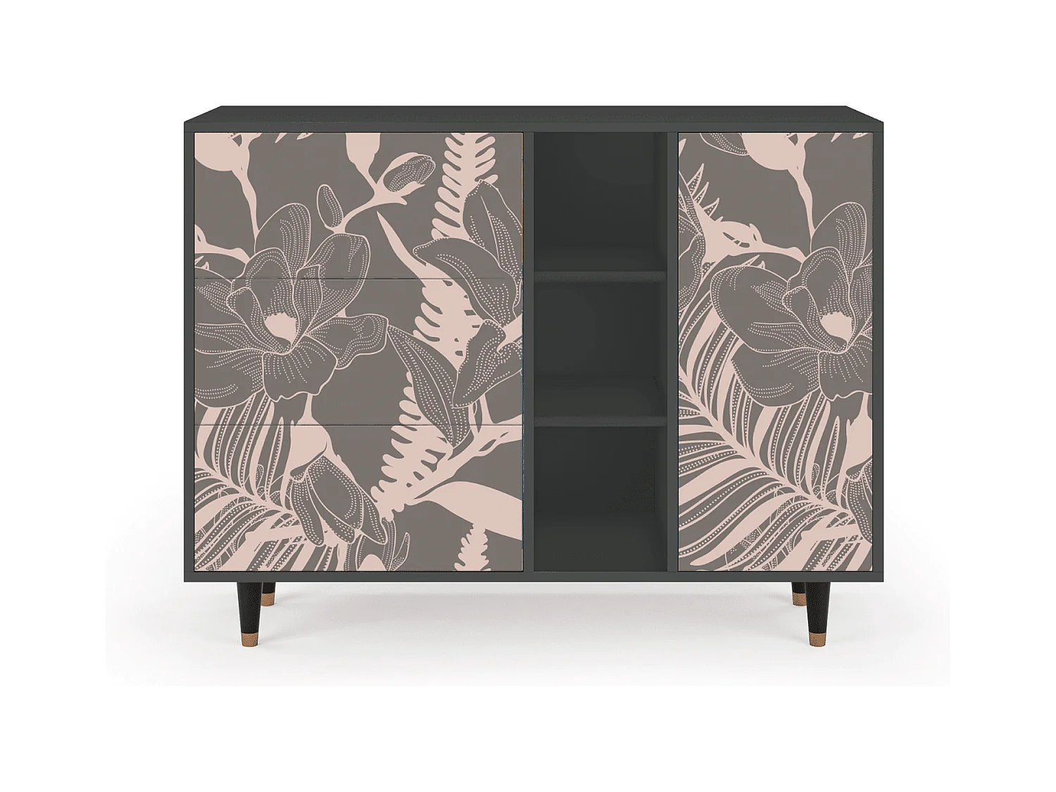 Buffet - 125x98x48 cm - BS2 - Issabelline Flower, Anthracite