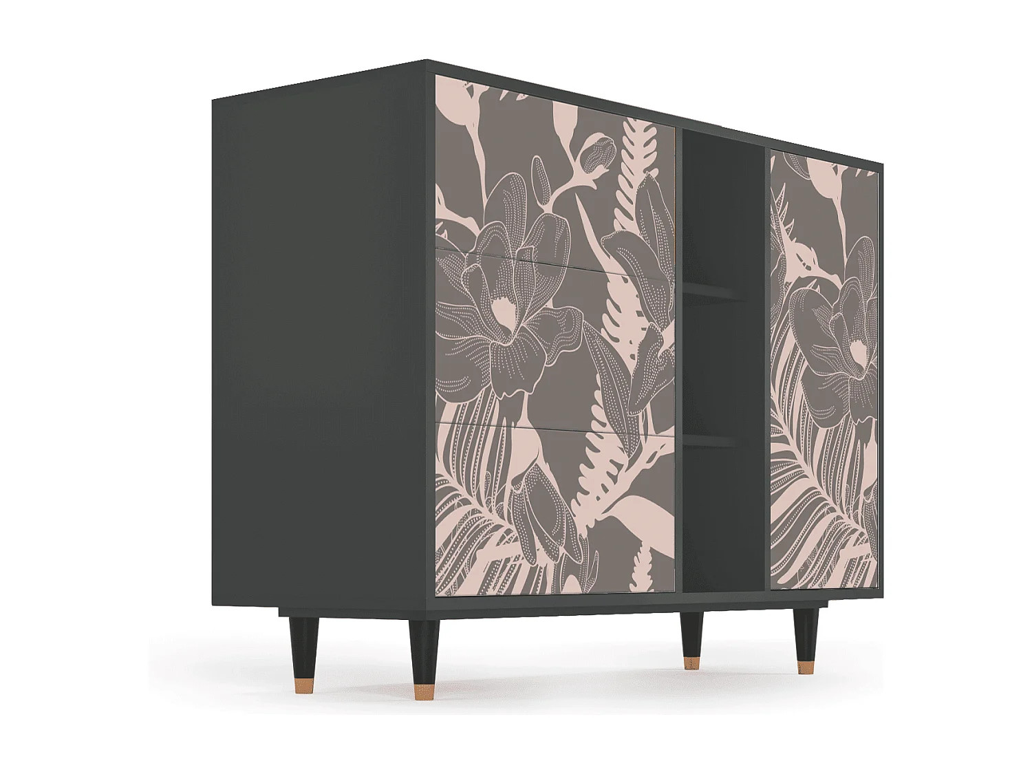 Buffet - 125x98x48 cm - BS2 - Issabelline Flower, Anthracite