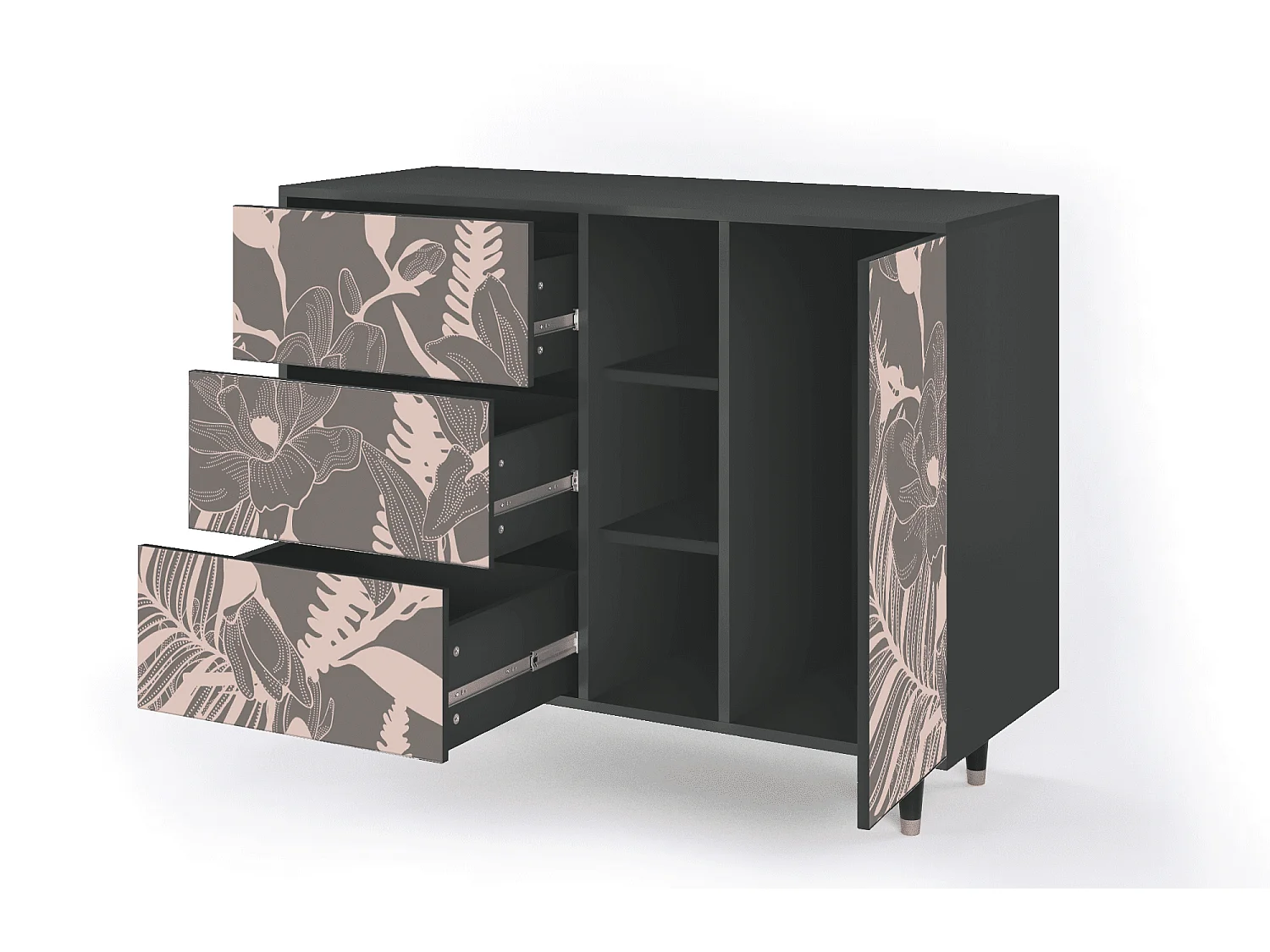 Buffet - 125x98x48 cm - BS2 - Issabelline Flower, Anthracite
