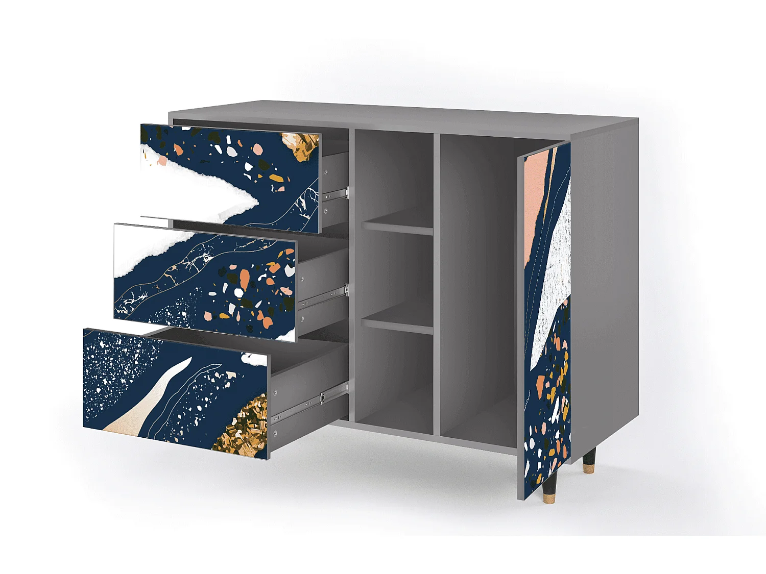 Aparador - 125x98x48 cm - BS2 - Nude Iceberg, Gris