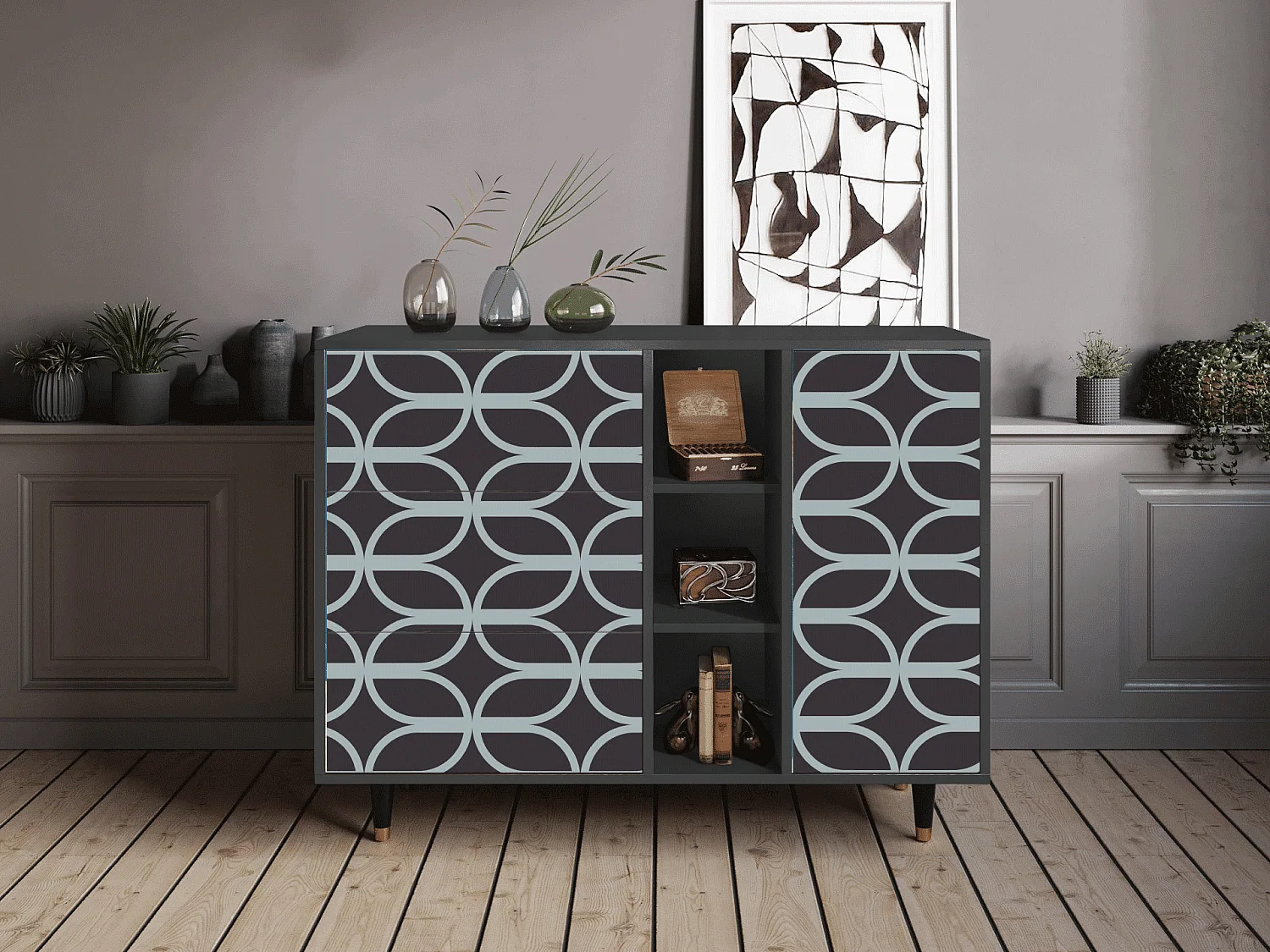 Buffet - 125x98x48 cm - BS2 - Braided Blue, Anthracite