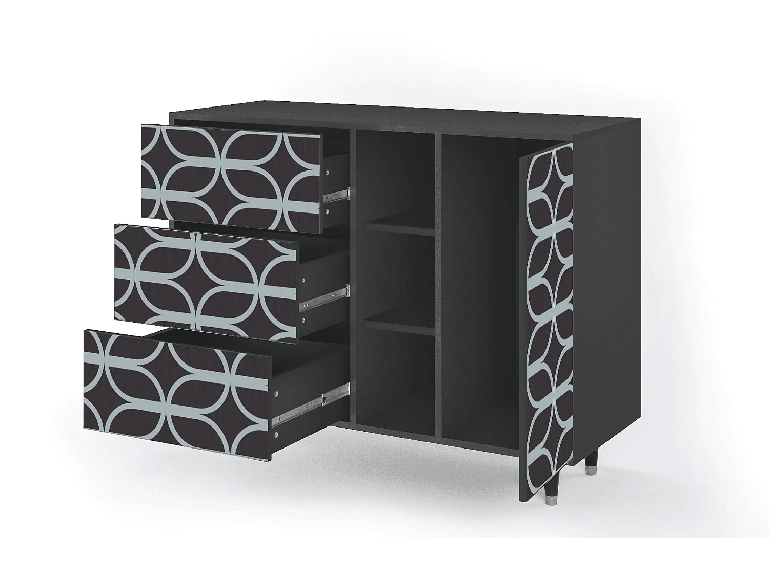 Buffet - 125x98x48 cm - BS2 - Braided Blue, Anthracite