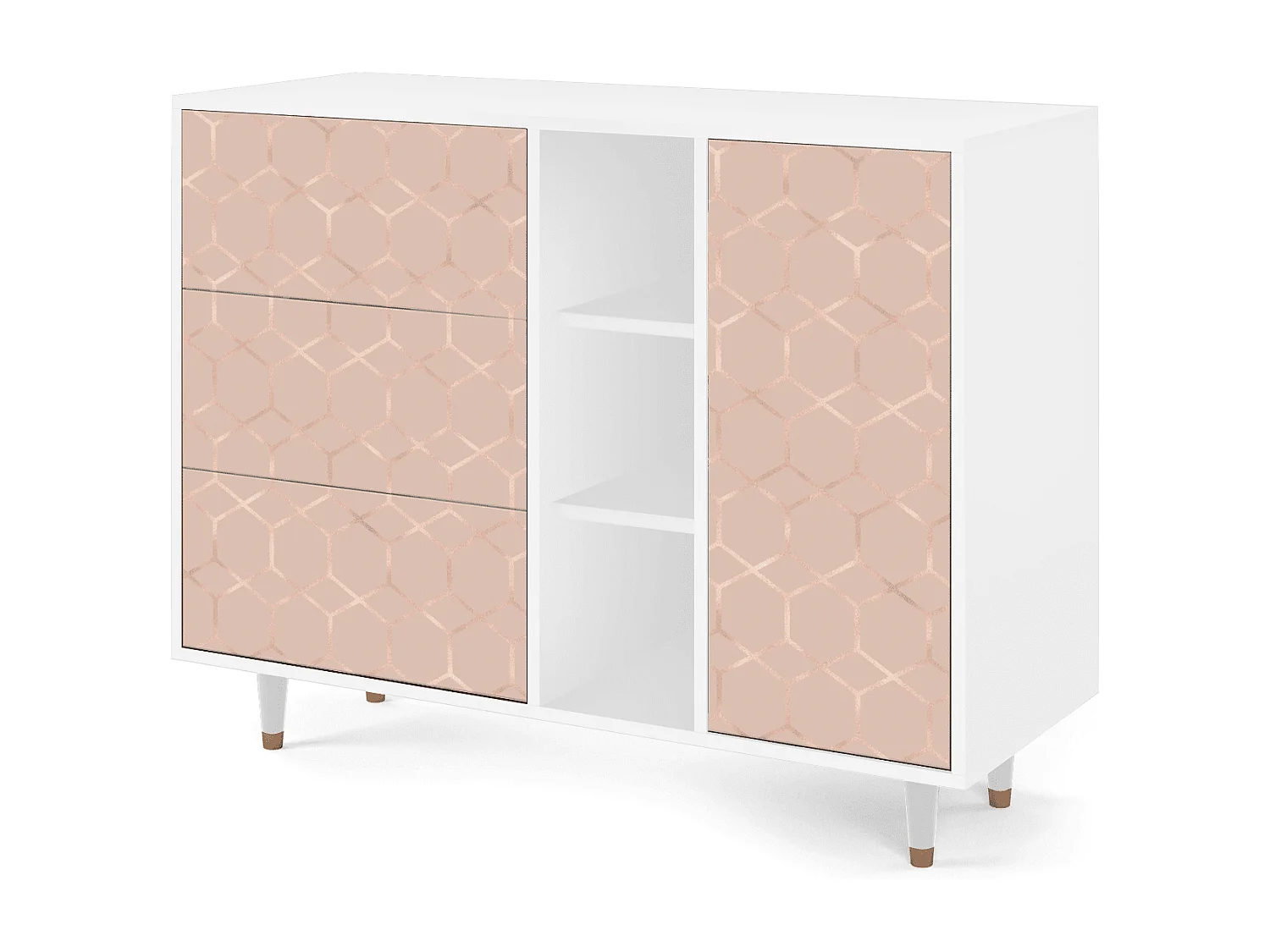 Kredens - 125x98x48 cm - BS2 - Rose Honeycomb, Biały