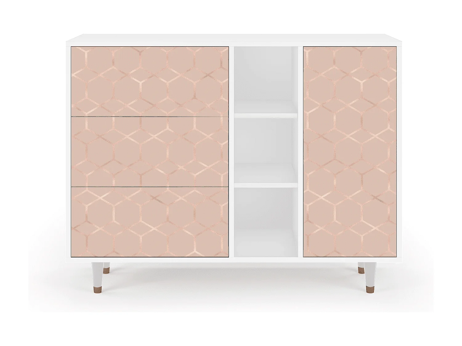 Buffet - 125x98x48 cm - BS2 - Rose Honeycomb, Blanc