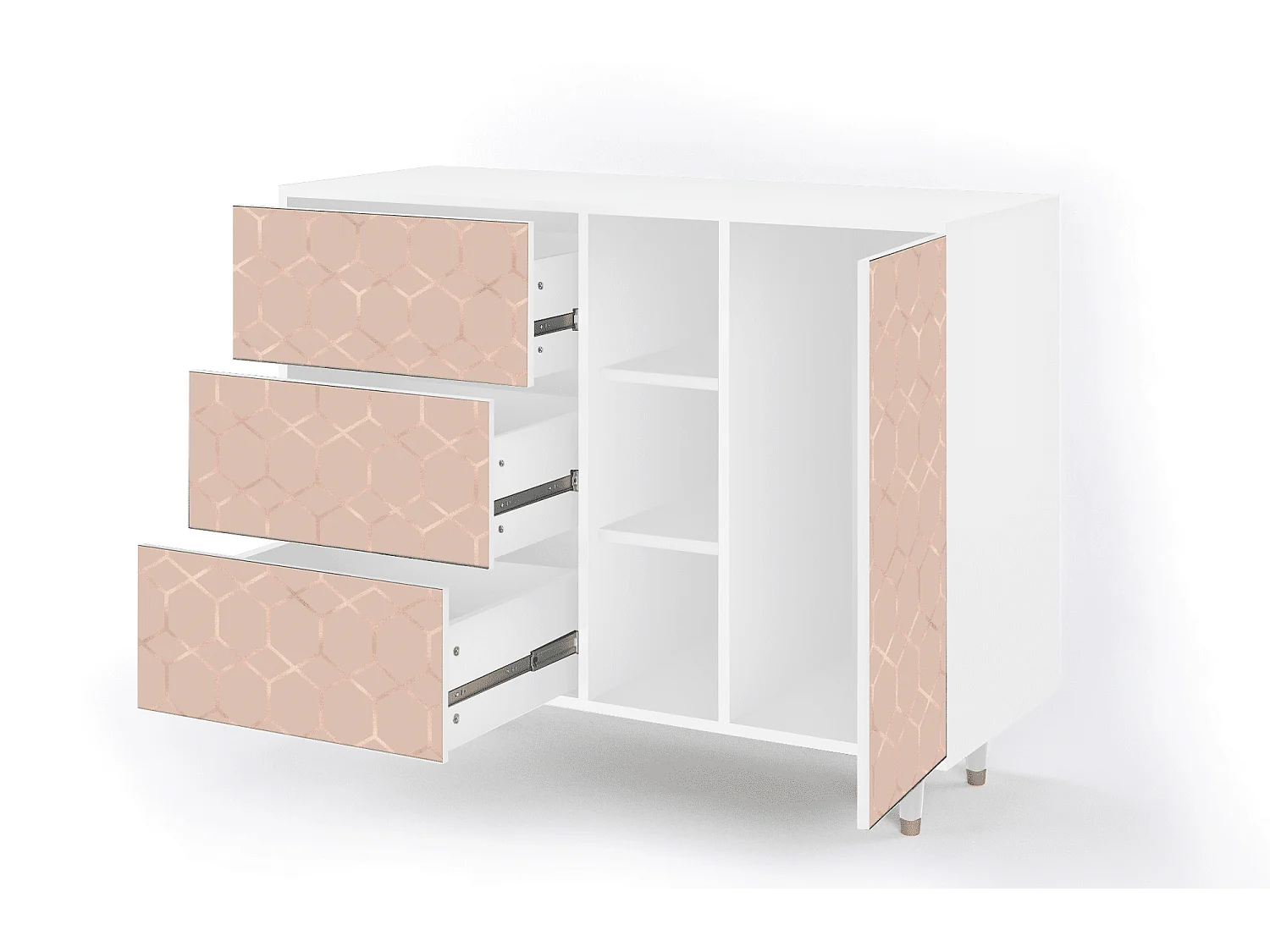 Buffet - 125x98x48 cm - BS2 - Rose Honeycomb, Blanc
