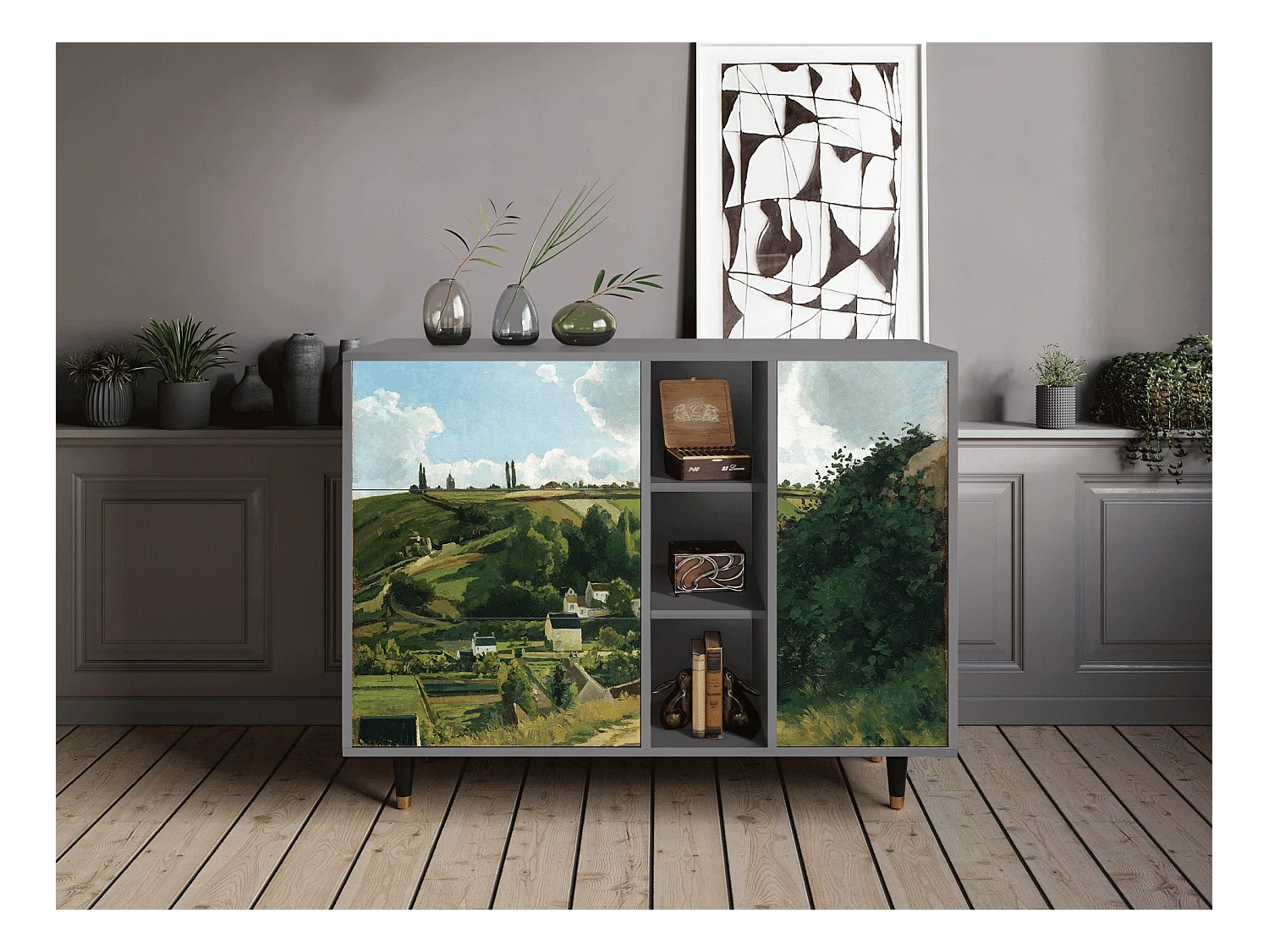 Kredens - 125x98x48 cm - BS2 - Jalais Hill by Pissarro, Szary