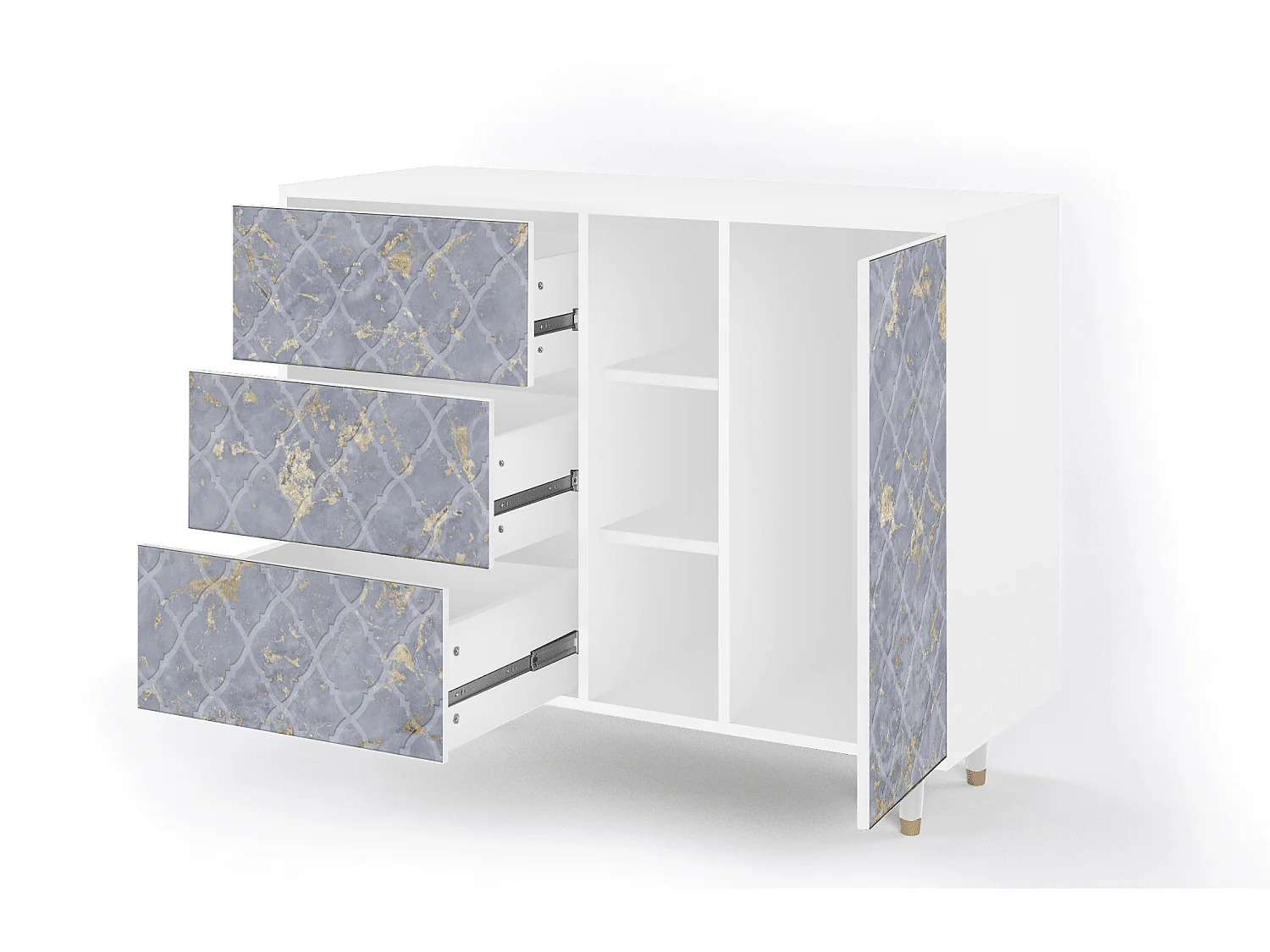 Credenza - 125x98x48 cm - BS2 - Golden Smoke, Bianco