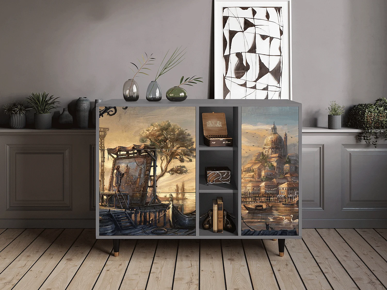 Buffet - 125x98x48 cm - BS2 - Venice, Gris