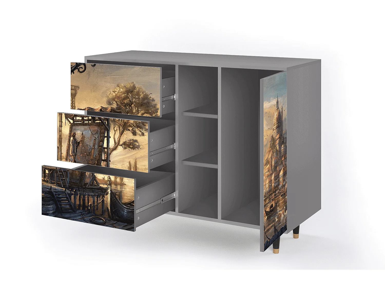 Buffet - 125x98x48 cm - BS2 - Venice, Gris