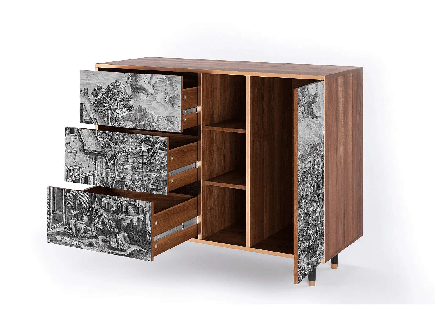 Dressoir - 125x98x48 cm - BS2 - Departure, Walnoot