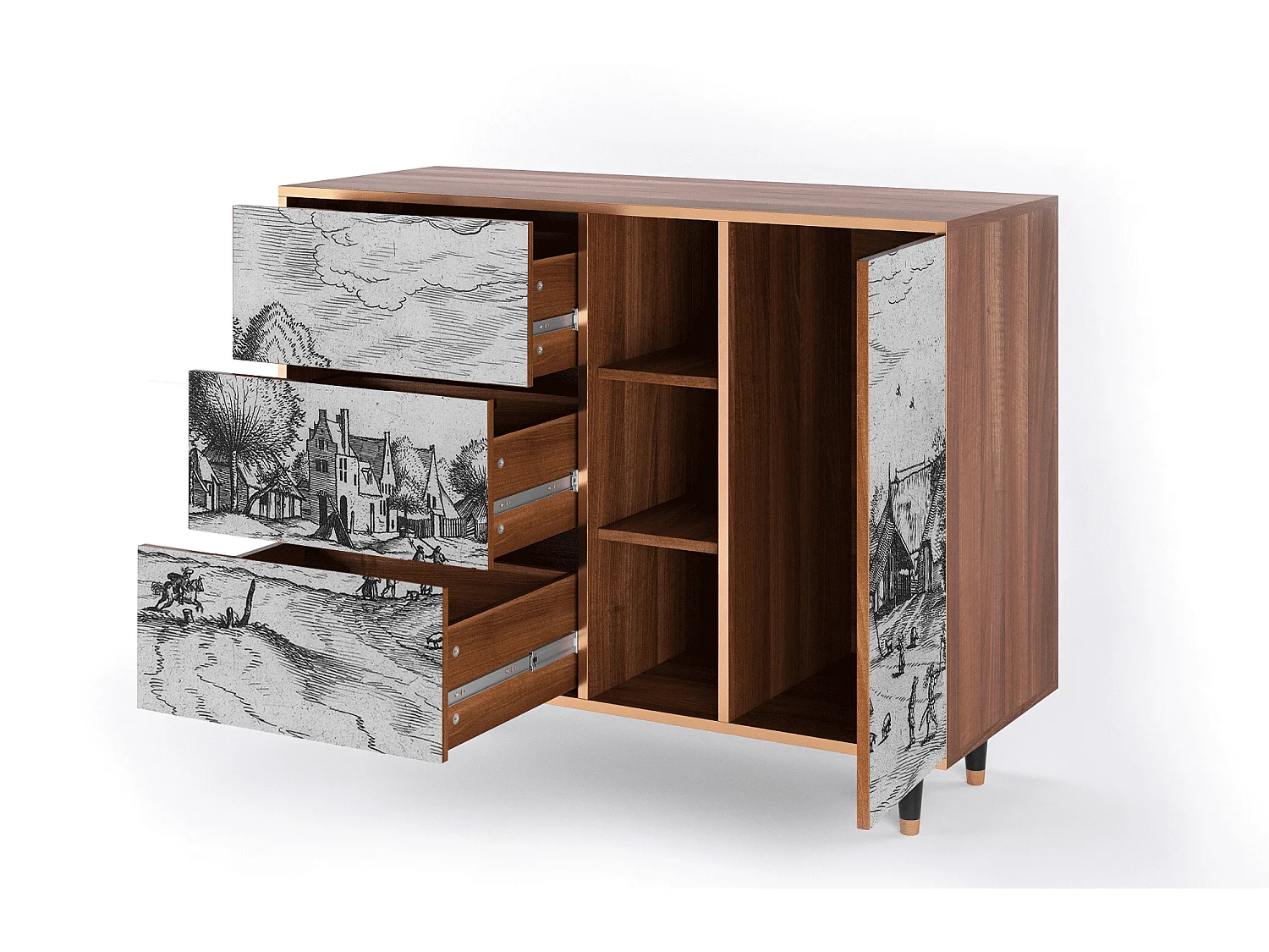 Buffet - 125x98x48 cm - BS2 - Country Village, Noyer