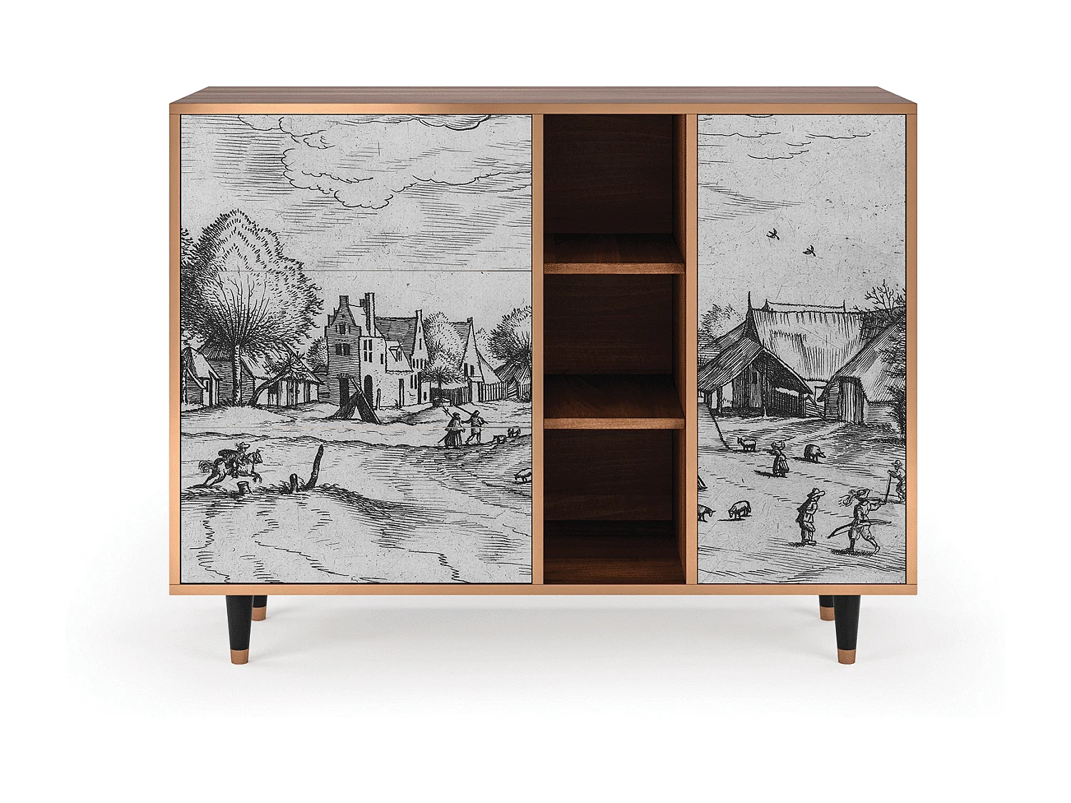 Aparador - 125x98x48 cm - BS2 - Country Village, Nogal