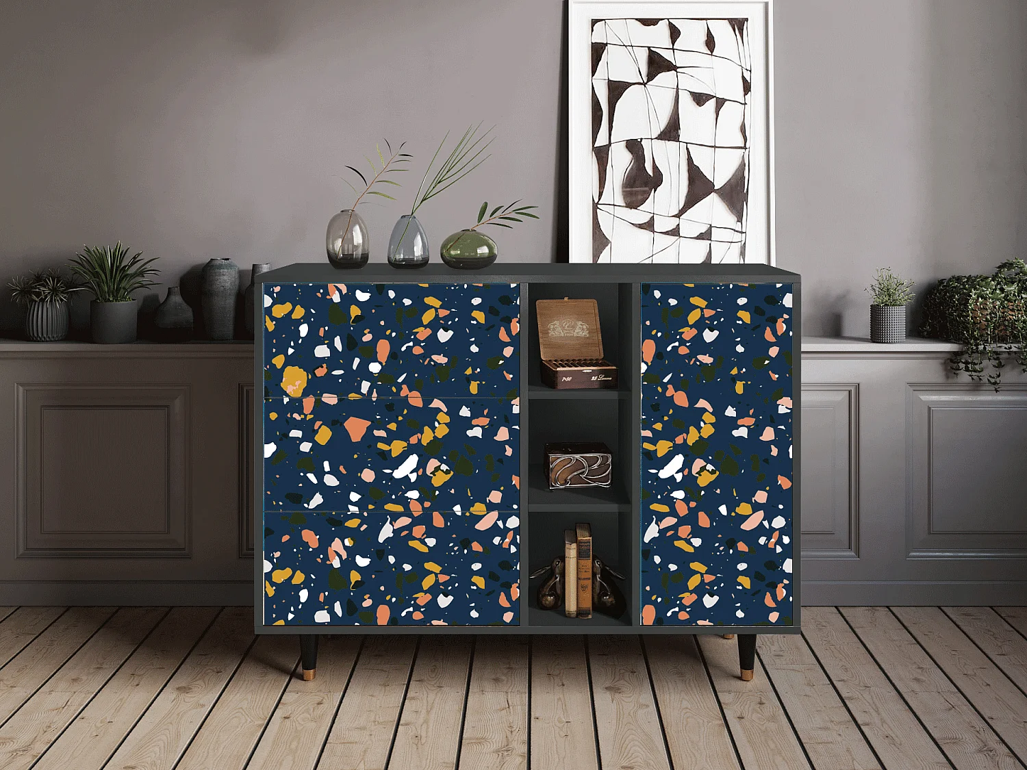 Credenza - 125x98x48 cm - BS2 - Night Sky Langhterns, Antracite