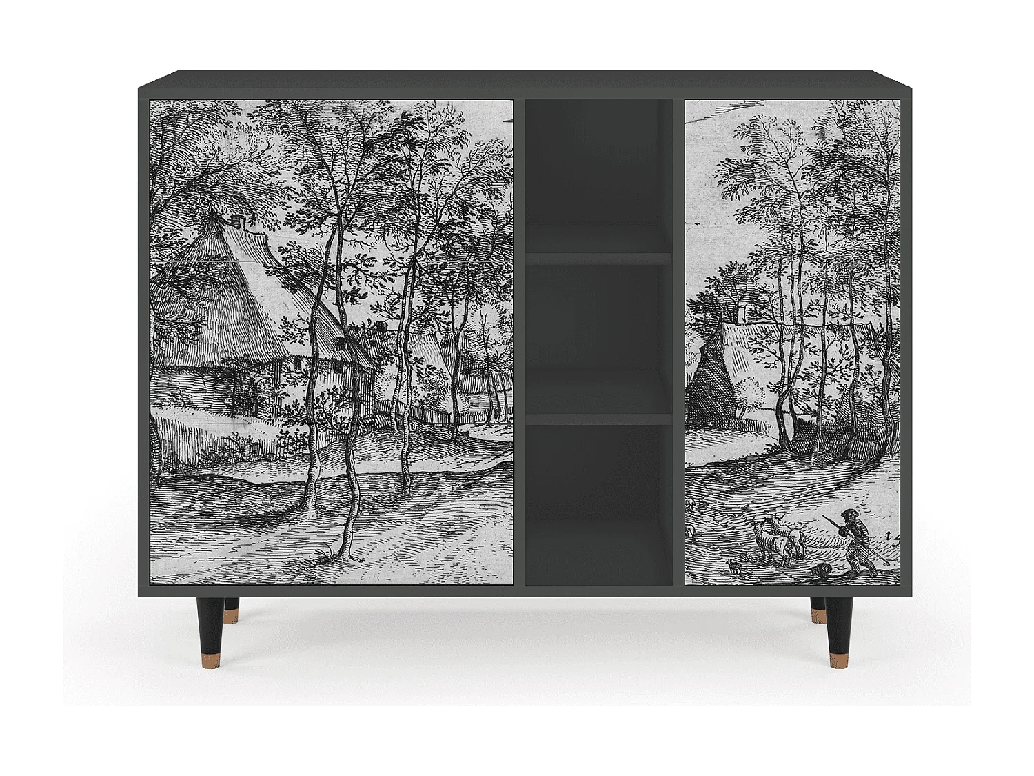 Kredens - 125x98x48 cm - BS2 - Village Road, Antracyt