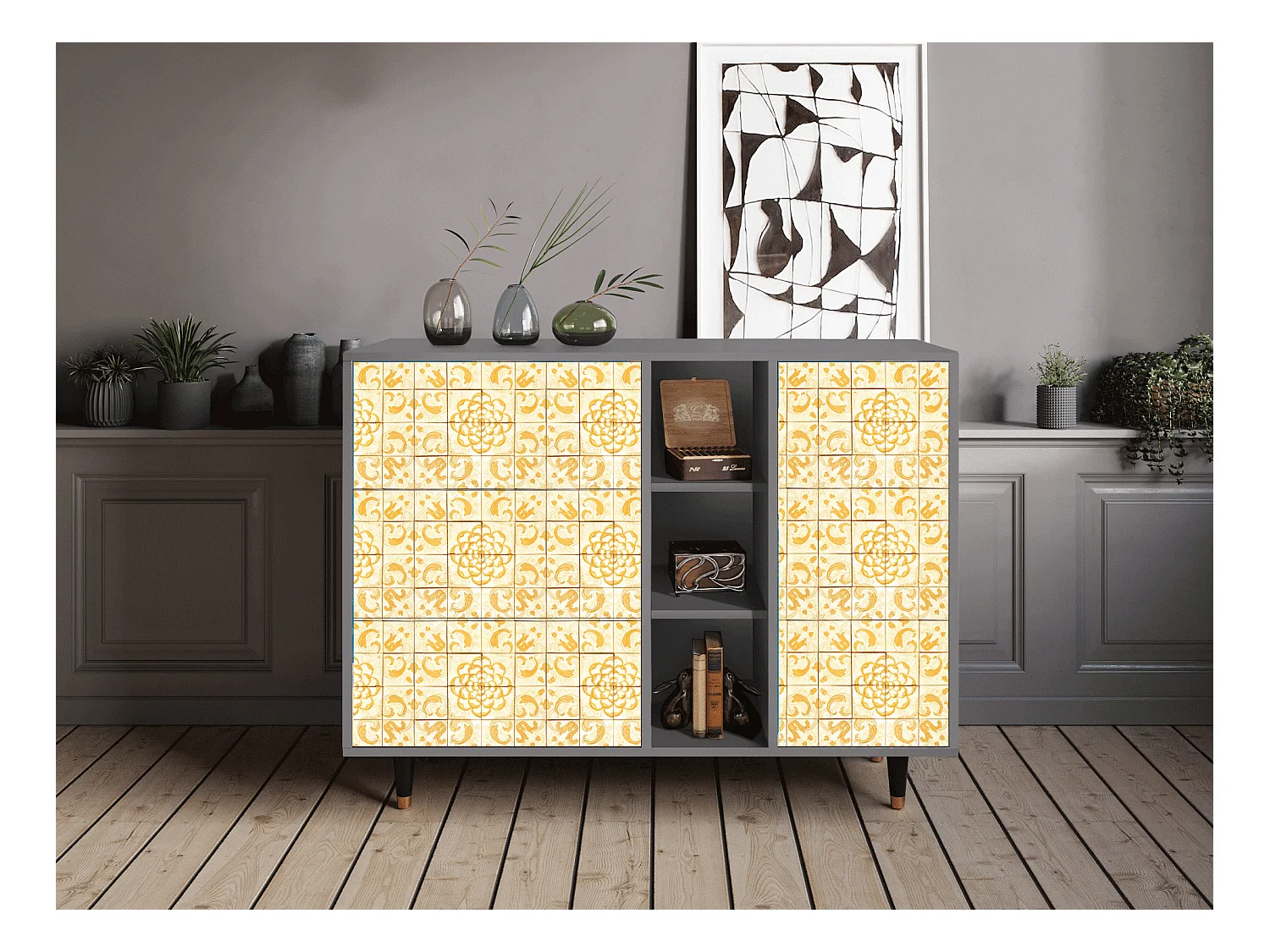 Buffet - 125x98x48 cm - BS2 - Sunshiny Tile, Gris